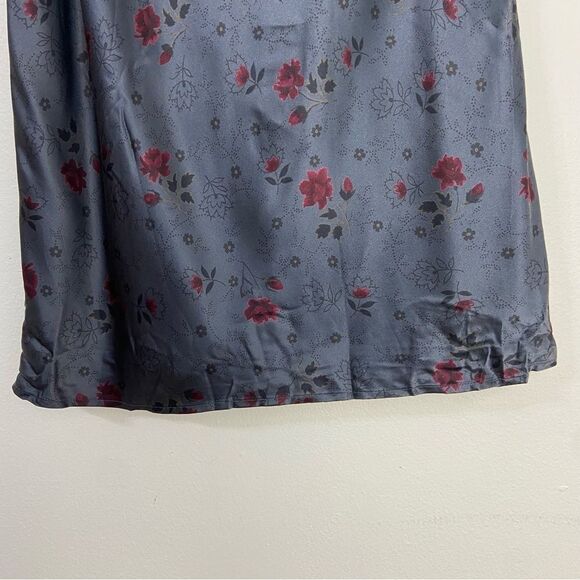 Y2K Gray Floral 100% Silk Midi Slip Skirt Dainty Fairycore Feminine Dark Romance - Picture 7 of 14